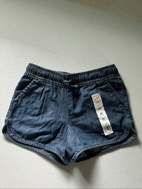 jumping beans Girls' Indigo Denim-Look Elastic Waist Athletic Shorts